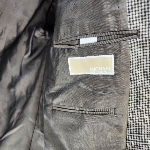 Michael Michael‎ Kors Mens Houndstooth Blazer Jacket 44R Rayon/Polyester - Picture 6 of 9